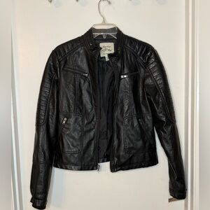 Maralyn & Me Sz L Black Faux Leather Moto Jacket